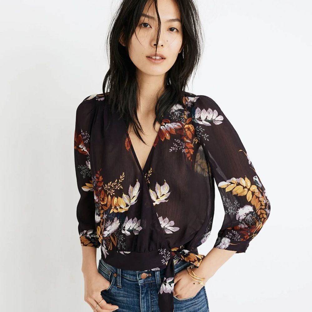 NWOT Madewell Wrap Top in Blooming Oasis size xxs